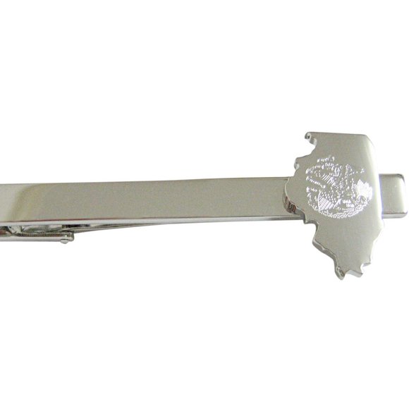 Illinois State Map Shape and Flag Design Tie Clip - Picture 1 of 2